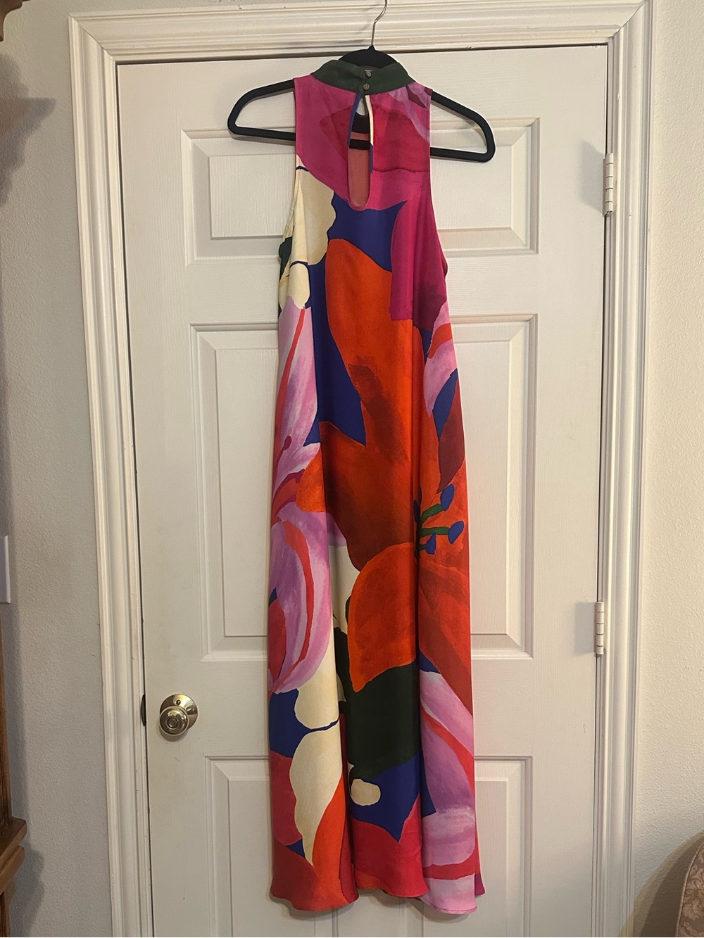 Farm Rio Anthropologie Red Motif Halter Maxi Dress S - Picture 4 of 10